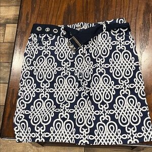 Jones New York Navy and White Pencil Skirt